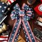 2 Pcs Patriotic Burlap Wreath Bows - Large American Flag Stars and Stripes Bow for 4th of July, Memorial Day, and 250th Anniversary - Red White and Blue Indoor/Outdoor Decor for Trees, Wreaths, and Porches